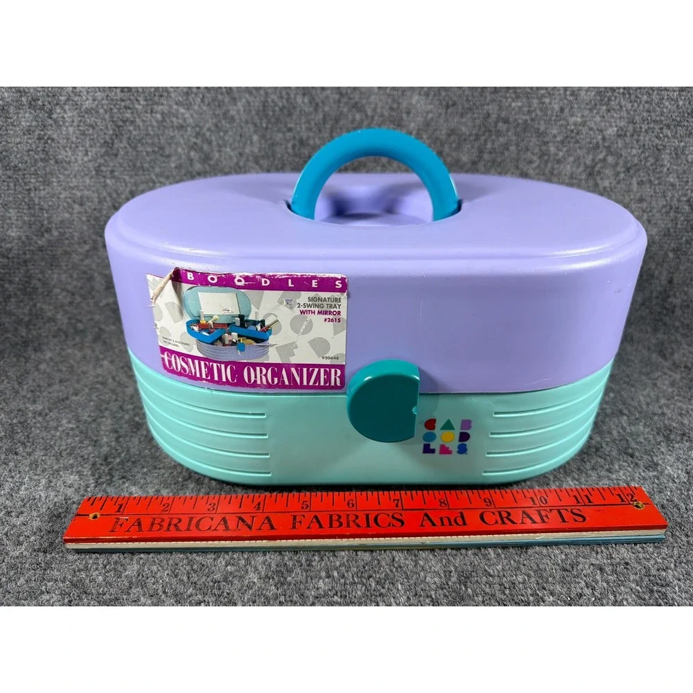 Vintage Caboodles 2615 Signature 2-Swing Tray Cosmetic Organizer Purple Teal 90s
